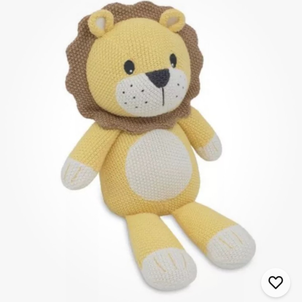 Living Textiles Leo the Lion Baby Whimsical Knitted Animal Toy Rattle Yellow